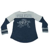 Youth Girls' Colorblock Utah State Aggie Bull Vintage Long-Sleeve T-Shirt